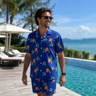 Real-life photo of someone wearing Men's Bogey Buggies Custom Face Shirt & Shorts Set — custom faces printed all-over