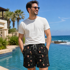 Real-life photo of someone wearing Men's Wedge Whirl Custom Face Beach Shorts — custom faces printed all-over