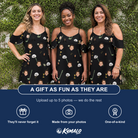 Friends in matching Women's Wedge Whirl Custom Face Off-Shoulder Dress — a group gift photo