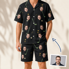 Man wearing Men's Wedge Whirl Custom Face Shirt & Shorts Set — custom faces printed all-over