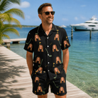 Real-life photo of someone wearing Men's Wedge Whirl Custom Face Shirt & Shorts Set — custom faces printed all-over