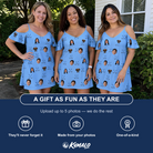 Friends in matching Women's Iron Icons Custom Face Off-Shoulder Dress — a group gift photo