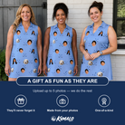 Friends in matching Women's Iron Icons Custom Face V-Neck Dress — a group gift photo