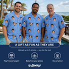 Friends in matching Men's Iron Icons Custom Face Hawaiian Shirt — a group gift photo