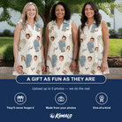 Friends in matching Women's Grip Happens Custom Face V-Neck Dress — a group gift photo