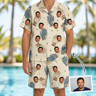 Man wearing Men's Grip Happens Custom Face Shirt & Shorts Set — custom faces printed all-over