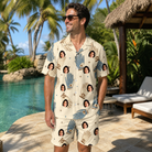 Real-life photo of someone wearing Men's Grip Happens Custom Face Shirt & Shorts Set — custom faces printed all-over