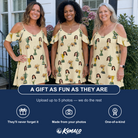Friends in matching Women's Putting Prizes Custom Face Off-Shoulder Dress — a group gift photo