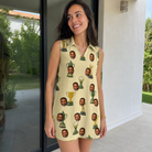 Real-life photo of someone wearing Women's Putting Prizes Custom Face V-Neck Dress — custom faces printed all-over