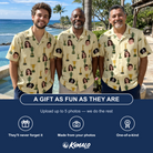 Friends in matching Men's Putting Prizes Custom Face Hawaiian Shirt — a group gift photo