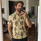 Real-life photo of someone wearing Men's Putting Prizes Custom Face Polo Shirt — custom faces printed all-over