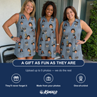 Friends in matching Women's Ace Accolades Custom Face V-Neck Dress — a group gift photo