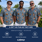 Friends in matching Men's Ace Accolades Custom Face Hawaiian Shirt — a group gift photo