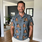 Real-life photo of someone wearing Men's Ace Accolades Custom Face Polo Shirt — custom faces printed all-over