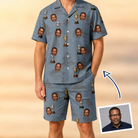 Man wearing Men's Ace Accolades Custom Face Shirt & Shorts Set — custom faces printed all-over
