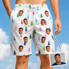 Man wearing Men's Cedar Caddie Custom Face Beach Shorts — custom faces printed all-over