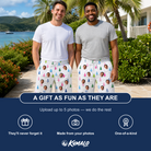 Friends in matching Men's Cedar Caddie Custom Face Beach Shorts — a group gift photo