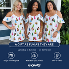 Friends in matching Women's Cedar Caddie Custom Face Off-Shoulder Dress — a group gift photo