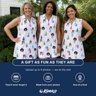 Friends in matching Women's Cedar Caddie Custom Face V-Neck Dress — a group gift photo