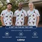 Friends in matching Men's Cedar Caddie Custom Face Polo Shirt — a group gift photo