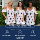Friends in matching Women's Swing Symphony Custom Face Off-Shoulder Dress — a group gift photo