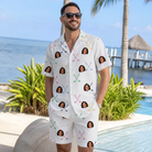 Real-life photo of someone wearing Men's Swing Symphony Custom Face Shirt & Shorts Set — custom faces printed all-over