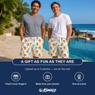 Friends in matching Men's Par Pickets Custom Face Beach Shorts — a group gift photo