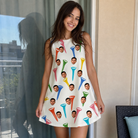 Real-life photo of someone wearing Women's Par Pickets Custom Face Tank Dress — custom faces printed all-over