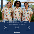 Friends in matching Women's Par Pickets Custom Face Hawaiian Shirt — a group gift photo