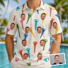 Man wearing Men's Par Pickets Custom Face Polo Shirt — custom faces printed all-over