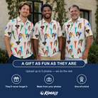 Friends in matching Men's Par Pickets Custom Face Polo Shirt — a group gift photo