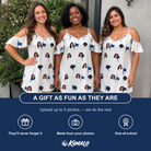 Friends in matching Women's Pin High Custom Face Off-Shoulder Dress — a group gift photo