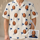 Man wearing Men's Pin High Custom Face Hawaiian Shirt — custom faces printed all-over