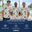 Friends in matching Men's Pin High Custom Face Hawaiian Shirt — a group gift photo