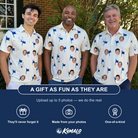 Friends in matching Men's Pin High Custom Face Polo Shirt — a group gift photo