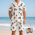 Man wearing Men's Pin High Custom Face Shirt & Shorts Set — custom faces printed all-over