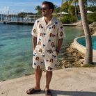 Real-life photo of someone wearing Men's Pin High Custom Face Shirt & Shorts Set — custom faces printed all-over