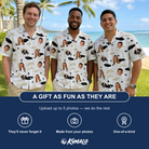 Friends in matching Men's Tee Hee Custom Face Hawaiian Shirt — a group gift photo