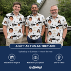 Friends in matching Men's Tee Hee Custom Face Polo Shirt — a group gift photo