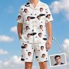 Man wearing Men's Tee Hee Custom Face Shirt & Shorts Set — custom faces printed all-over