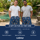 Friends in matching Men's Putt Pursuit Custom Face Beach Shorts — a group gift photo