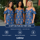 Friends in matching Women's Putt Pursuit Custom Face Off-Shoulder Dress — a group gift photo