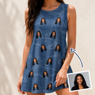 Woman wearing Women's Putt Pursuit Custom Face Tank Dress — custom faces printed all-over