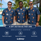 Friends in matching Men's Putt Pursuit Custom Face Hawaiian Shirt — a group gift photo