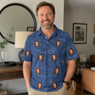 Real-life photo of someone wearing Men's Putt Pursuit Custom Face Polo Shirt — custom faces printed all-over
