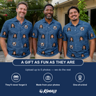 Friends in matching Men's Putt Pursuit Custom Face Polo Shirt — a group gift photo