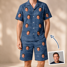 Man wearing Men's Putt Pursuit Custom Face Shirt & Shorts Set — custom faces printed all-over