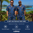 Friends in matching Men's Putt Pursuit Custom Face Shirt & Shorts Set — a group gift photo