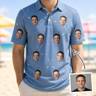 Man wearing Men's Clubhouse Crossfire Custom Face Polo Shirt — custom faces printed all-over