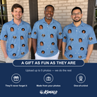 Friends in matching Men's Clubhouse Crossfire Custom Face Polo Shirt — a group gift photo